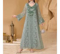 Shein Vestido de moda romántico para señoritas con bordado de lentejuelas y tela con calados glamorosa