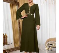 Shein Vestido de mujer con cuello en V, decorado con lentejuelas, para uso casual, fiesta, uso diario, estilo árabe, elegante, de lujo, formal, último estil