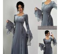 Shein Vestido de mujer con manga larga acampanada y cruce de lazos lateral elegante, para conjunto de otoño de vestidos largos de mujer para eventos de noch