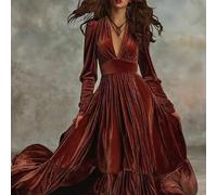 Shein Vestido de mujer de moda de terciopelo de manga larga acampanado oversized, otoño/invierno