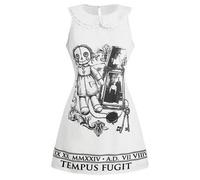 Shein Vestido de mujer extra largo estilo gótico de cuento de hadas con cuello Peter Pan, estampado de marioneta, foto antigua, llave y letra, para primaver