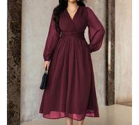Shein Vestido de mujer talla grande de estilo vintage elegante al estilo de Oriente Medio, de gasa con tela plisada, fruncido, torsión en la cintura, siluet