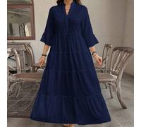 Shein Vestido de muñeca con estampado de hojas en estilo bohemio de talla grande, vestido largo informal de vacaciones para verano, conjuntos de loungewear