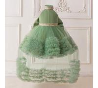 Shein Vestido de niña bebé con lentejuelas, malla y lazo en la espalda, ideal para la 1ra fiesta de cumpleaños, dama de honor, boda. No incluye diadema.