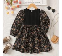 Shein Vestido de niña con estampado floral LUNE, manga farol, volante en el bajo, estilo francés floral, vestido de hada, estilo pastoril, otoño invierno. V