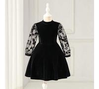 Shein Vestido de niña, falda de globo, vestido de encaje negro