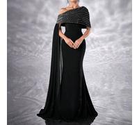 Shein Vestido de noche elegante con un hombro con strass,sin mangas, estilo de bola. Vestido de fiesta de graduación con cola de pez y bajo elegante para in