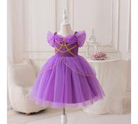 Shein Vestido de princesa Jazmín, vestido de baile, vestido de escenario, vestido de princesa de malla púrpura con lunares dorados impresos, piedras precios