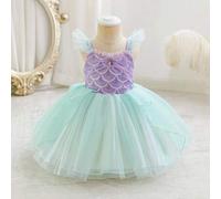 Shein Vestido de Princesa para Bebé Niña con Mangas de Tirantes, Malla Morada Clara, Ropa de Fiesta de Cumpleaños de Verano, Vestido Espectacular de Boda de