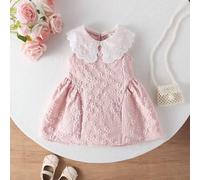 Shein Vestido de princesa para niñas bebé con cuello bordado con flores dulces, vestido de verano sin mangas de tela floral amarilla