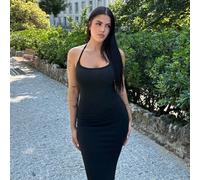 Shein Vestido de sirena ajustado de halter para mujeres, conjunto de mujer de color negro largo