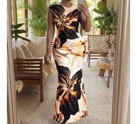 Shein Vestido de sirena con estampado floral elegante de talla grande, para vacaciones
