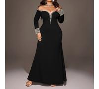 Shein Vestido de Sirena de Manga Larga Talla Grande Elegante Vestido Formal Otoño