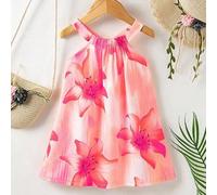 Shein Vestido de tirantes con cuello halter con estampado floral para niñas pequeñas. Nuevos productos para primavera, otoño y verano ya están en el mercado