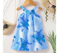 Shein Vestido de tirantes con cuello halter con estampado floral para niñas pequeñas. Nuevos productos para primavera, otoño y verano ya están en el mercado