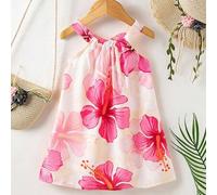 Shein Vestido de tirantes con cuello halter estampado floral para niñas pequeñas. Nuevos productos para primavera, otoño y verano ya están en el mercado. Es