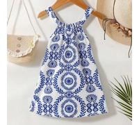 Shein Vestido de tirantes con cuello halter y estampado floral para niñas. Nuevos productos para primavera, otoño y verano ya están en el mercado. Es cómodo