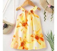 Shein Vestido de tirantes con cuello halter y estampado floral para niñas pequeñas. Nuevos productos para primavera, otoño y verano ya disponibles en el mer