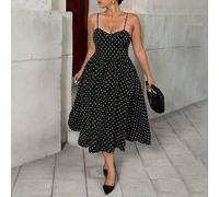 Shein Vestido de tirantes con lunares elegante para mujer de talla grande, moda versátil y casual para ir y venir, adecuado para verano, vuelta al cole, gra