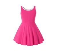 Shein Vestido de tirantes de punto para niña joven, ropa deportiva casual de unicolor con espalda cruzada tipo racerback, shorts de cintura elástica para ni