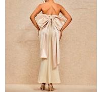 Shein Vestido de tubo para fiesta con lazo exagerado en la espalda, elegante vestido formal para eventos como graduación, cena, boda o cóctel