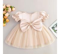 Shein Vestido de tul decorado con mariposas champán para fiesta de cumpleaños de niña de un año