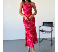 Shein Vestido de una sola manga con estampado floral y dobladillo de cola de pez, elegante para mujer, adecuado para vacaciones, citas, festivales de música