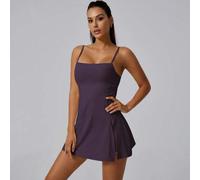 Shein Vestido deportivo de unicolor con espalda de tirantes para fitness, tenis, pickleball, entrenamiento de golf, primavera/verano