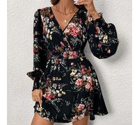 Shein Vestido elegante con estampado floral y cuello en V, para dama romántica