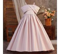 Shein Vestido elegante con tirantes de satén y espalda descubierta con cola para niñas preadolescentes, adecuado para cenas formales, no incluye diadema