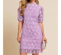 Shein Vestido elegante de encaje en línea A, favorecedora para todos los tipos de Body, vestido para el Día de San Valentín, vestidos rojos elegantes y clás