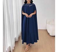 Shein Vestido elegante de mujer con capa de malla y mangas de parche para fiesta