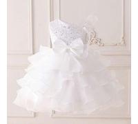 Shein Vestido elegante de princesa para niñas con volumen, lazo de lentejuelas y malla, adecuado para bodas, actuaciones escolares. No incluye accesorio par