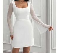 Shein Vestido elegante para fiesta posterior a la boda con detalles de perlas para mujeres