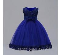 Shein Vestido elegante sin mangas de unicolor para niña pequeña con decoración de flor 3D y lazo, diadema no incluida