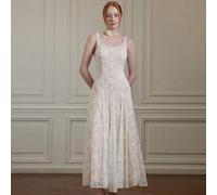 Shein Vestido elegante y romántico con volantes, encaje y decoración de lazo, adecuado para fiesta de té, cita, fiesta, vestido de gala, atuendo de cumpleañ