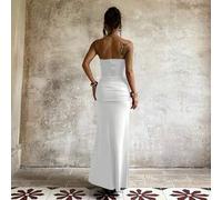Shein Vestido elegante y sexy de punto de unicolor con cremallera y espalda descubierta, adecuado para bodas, fiestas de cumpleaños, cenas formales, fiestas