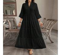 Shein Vestido estilo baby doll estampado con hojas en talla grande, vestido largo casual de vacaciones de verano para mujer. Conjuntos de salón elegantes pa