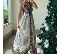 Shein Vestido floral asimétrico y holgado de estilo bohemio sin mangas para mujer, vestido de verano casual, adecuado para varios tipos de Body, para vacaci
