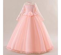 Shein Vestido formal elegante de unicolor, largo, de encaje, tul y satén para niña preadolescente, adecuado para asistir a bailes y cenas formales, no inclu