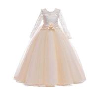 Shein Vestido formal elegante de unicolor, largo, de encaje, tul y satén para niña preadolescente, adecuado para asistir a bailes y cenas formales, no inclu