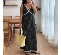 Shein Vestido holgado sin mangas de línea A talla grande, vestido corto de muñeca de línea A con escote en U, adecuado para tipos de Body redondos.
