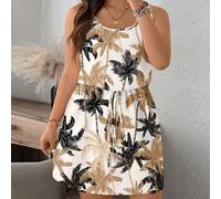 Shein Vestido largo con estampado de árbol de coco de estilo minimalista y casual, adecuado para salir, atuendos de vacaciones para mujeres, vestido elegant