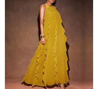 Shein Vestido largo con volantes y espalda descubierta de estilo boho sexy para el verano y las vacaciones