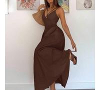 Shein Vestido largo de línea A con cintura para mujer, vestido para invitada de boda en color amarillo mantequilla, estilo "Old Money" para mujer, vestido e