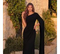 Shein Vestido largo de manga larga con un solo hombro para mujer, adecuado para baile, fiesta de cumpleaños, cena formal, cita, regreso a casa, invitado de