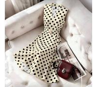 Shein Vestido largo de mujer de moda sin mangas con cuello en V, estampado de lunares, cintura ceñida y corte en A, estilo para el Día de San Valentín & noc