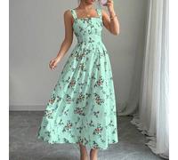 Shein Vestido largo elegante con pliegues y recogido en la cintura con estampado floral, para la última temporada de primavera/verano para mujeres