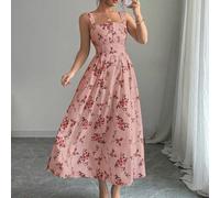Shein Vestido largo elegante con pliegues y recogido en la cintura con estampado floral, para la última temporada de primavera/verano para mujeres