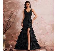 Shein Vestido largo elegante y lujoso para mujer con abertura, tirantes ajustables y bordado de lentejuelas, adecuado para diferentes tipos de Body. Hace qu